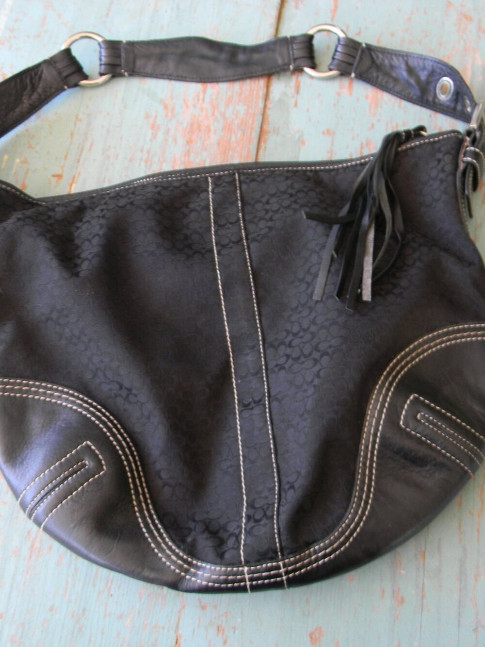 VTG Coach Soho Buckle Signature C Y2K Hobo Purse Shoulder Bag  Black 2158